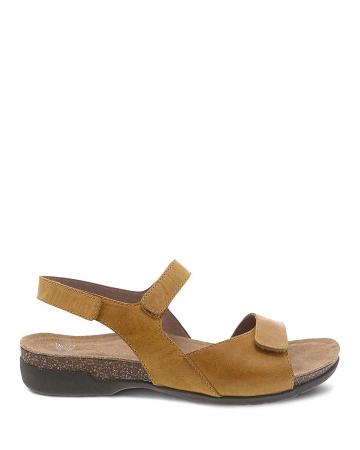 Sandales Dansko Ronda Waxy Burnished Femme Jaune | FR 735DFM